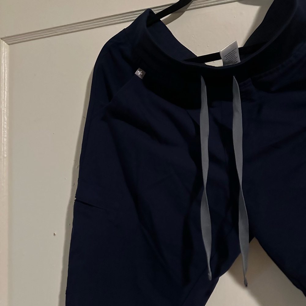 Navy Jogger Pants with Gray Drawstrings